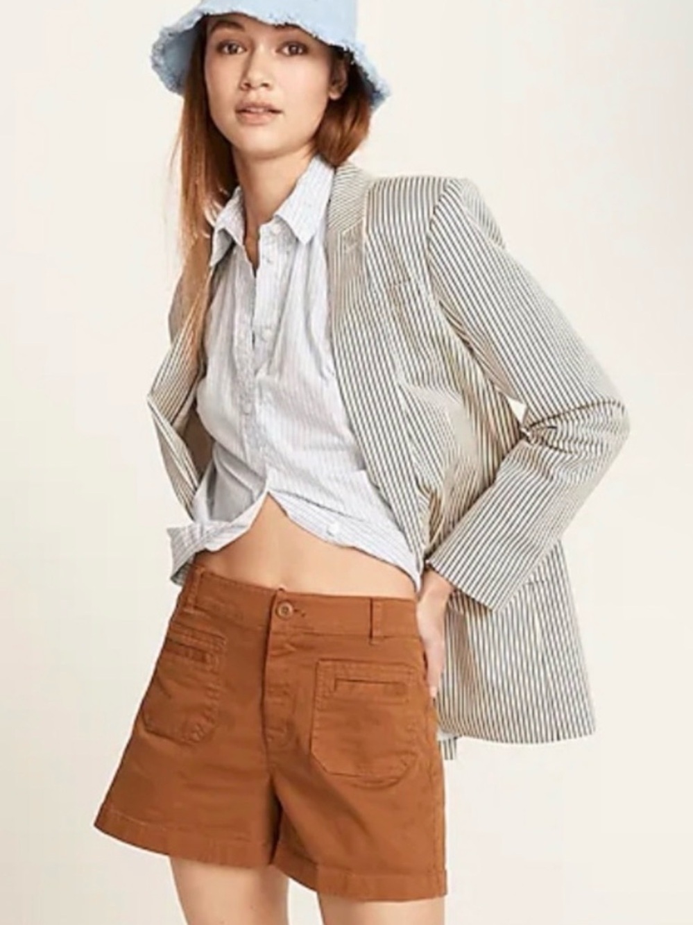 JCREW Brown High-Rise Cotton Shorts with patch pockets. Size 14. NWT